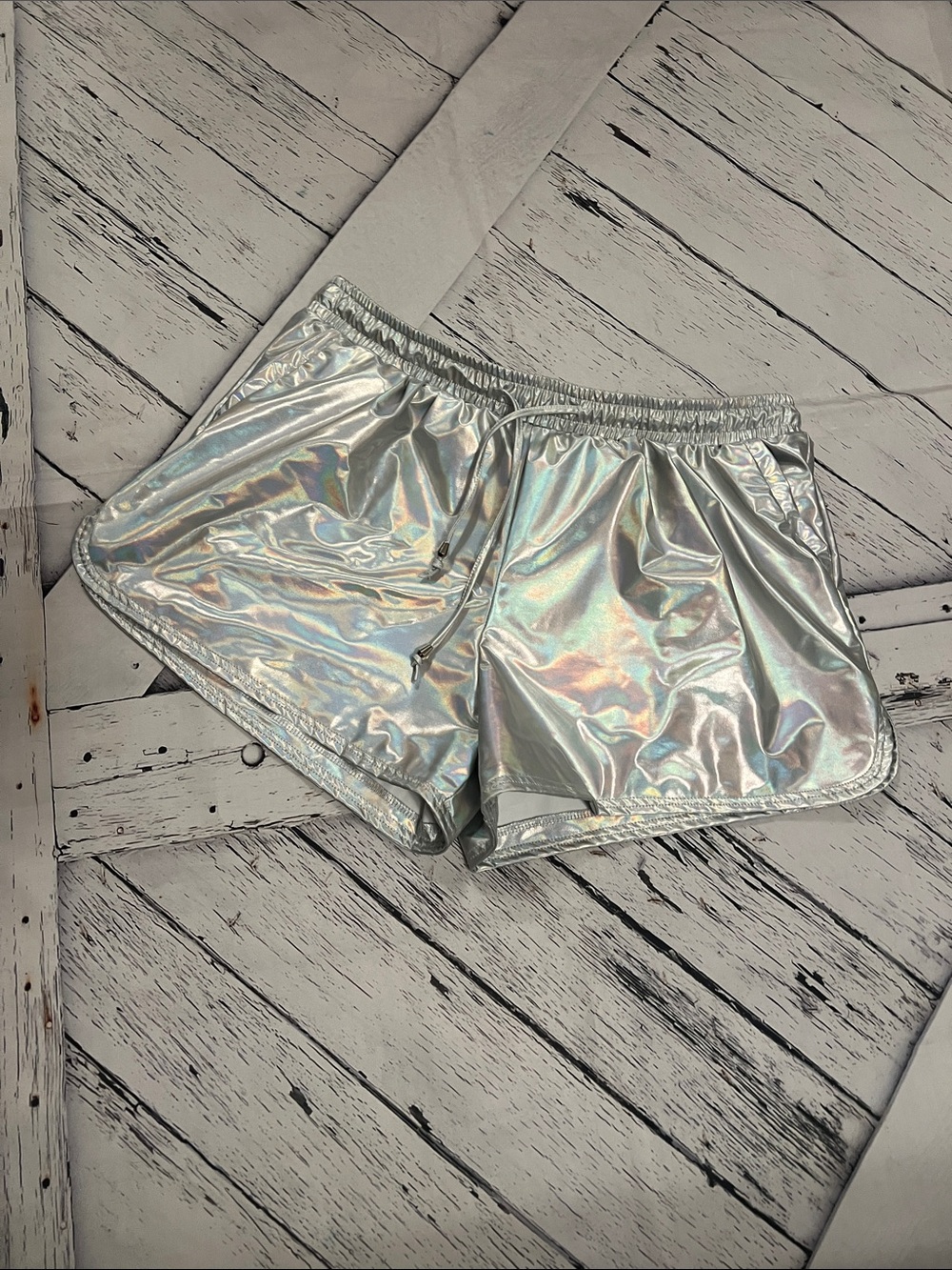 Metallic Silver Women's Lounge Shorts